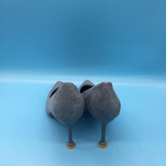 Gray Pointed Toe Pumps Mid Heel Stilettos Slip On Office Dress Shoe - Picture 7 of 9